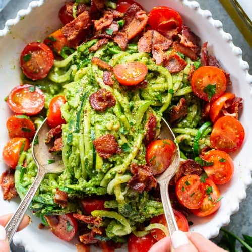 BLT Pesto Zoodles {Keto, Whole30} - The Paleo Running Momma