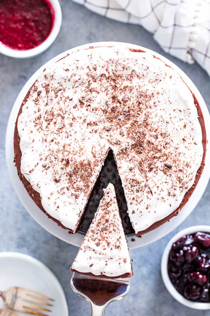 Get excited, because the creamiest, smoothest, richest vegan chocolate cheesecake is about to happen in your kitchen!  This cheesecake has a chocolate cookie crust with a cashew and coconut cream based chocolate filling that tastes like a traditional cheesecake.  It’s paleo, gluten-free, vegan, and refined sugar free.