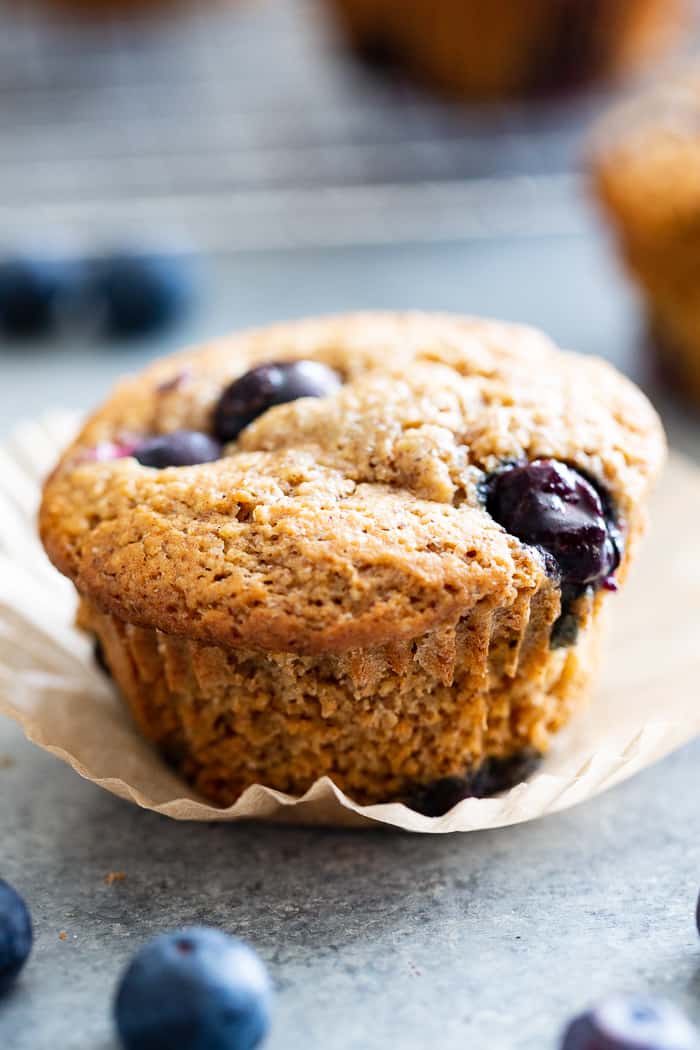 These keto blueberry muffins have a crisp top and a soft, fluffy inside!  They have a sweet nutty flavor thanks to almond butter and almond flour, and are loaded with plenty of juicy sweet blueberries.  They’re paleo, gluten-free, dairy-free, and low carb.