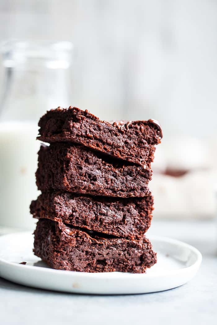 These keto brownies are super chocolatey, dense, fudgy and rich.  Quick and easy to throw together and perfect for when you're craving nothing but chocolate!  They're also dairy-free, paleo, gluten-free, and made in one bowl!  