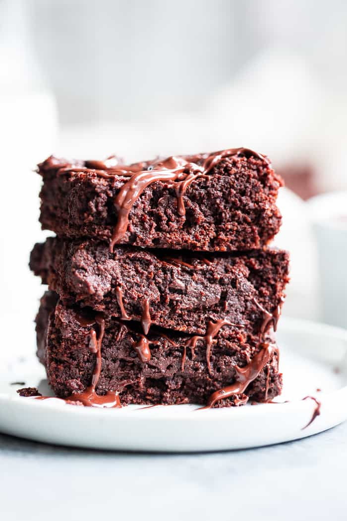 These keto brownies are super chocolatey, dense, fudgy and rich.  Quick and easy to throw together and perfect for when you're craving nothing but chocolate!  They're also dairy-free, paleo, gluten-free, and made in one bowl!  