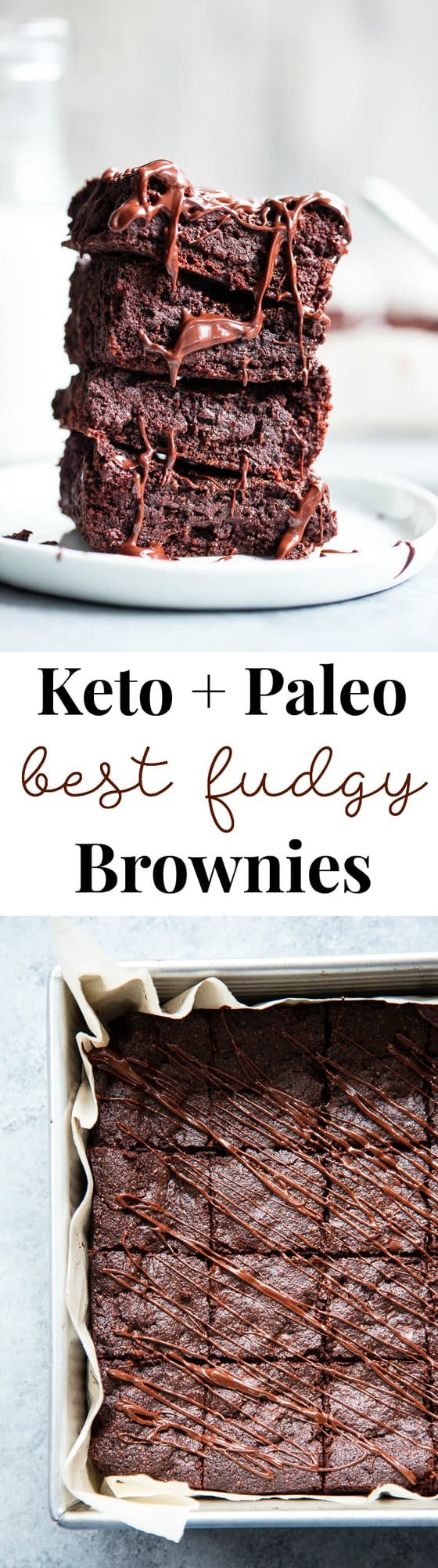 These keto brownies are super chocolatey, dense, fudgy and rich.  Quick and easy to throw together and perfect for when you're craving nothing but chocolate!  They're also dairy-free, paleo, gluten-free, and made in one bowl!  