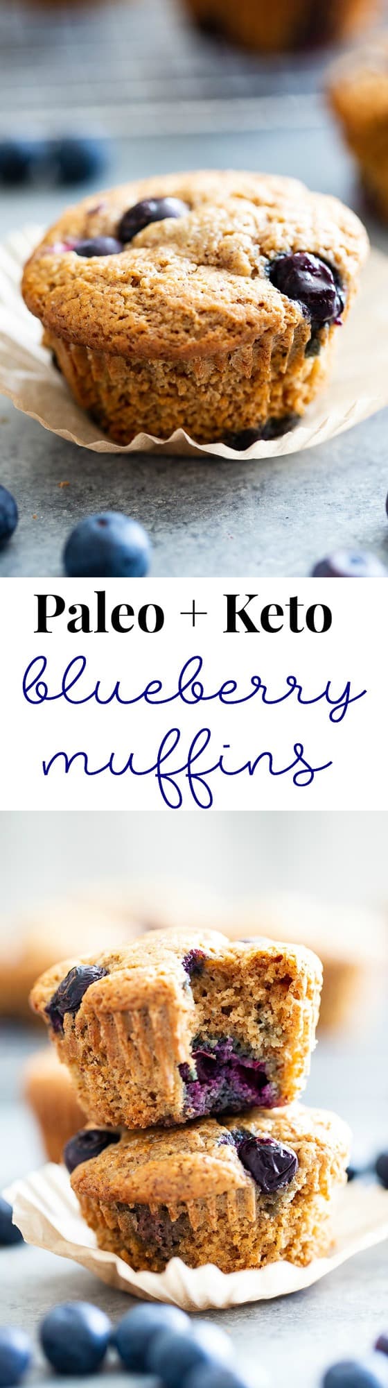 These keto blueberry muffins have a crisp top and a soft, fluffy inside!  They have a sweet nutty flavor thanks to almond butter and almond flour, and are loaded with plenty of juicy sweet blueberries.  They’re paleo, gluten-free, dairy-free, and low carb.