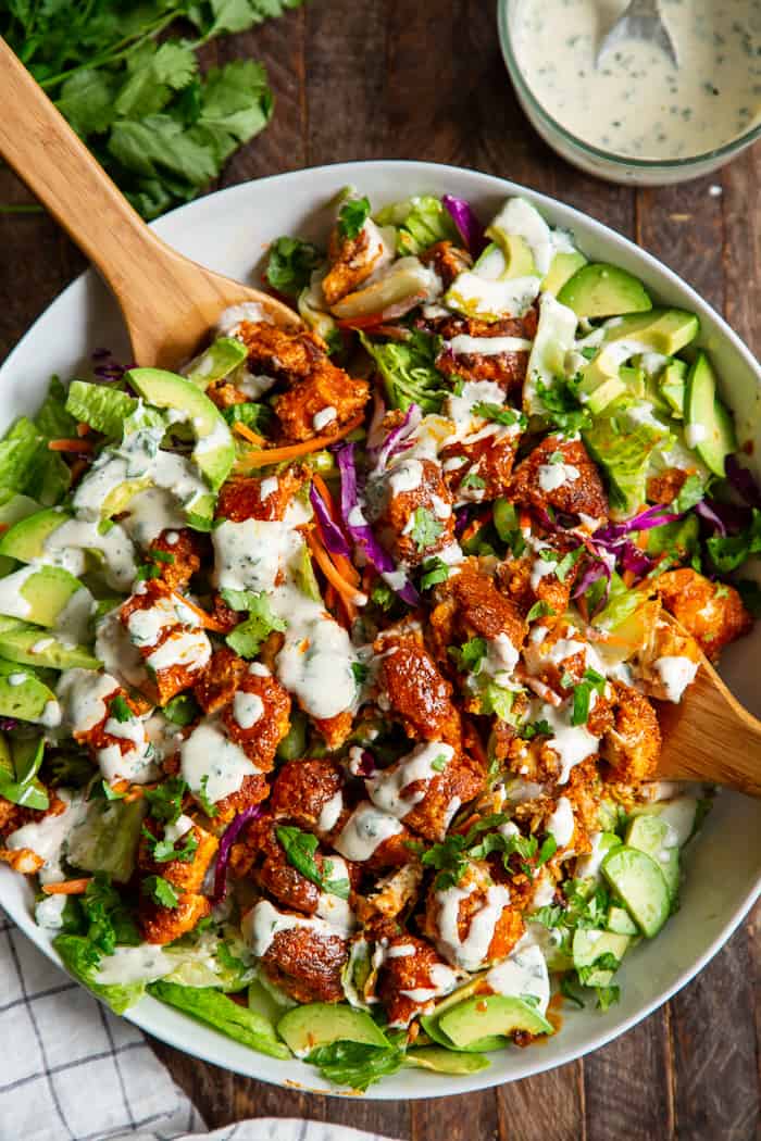 Crispy Buffalo Chicken Salad {Paleo, Whole30, Keto}