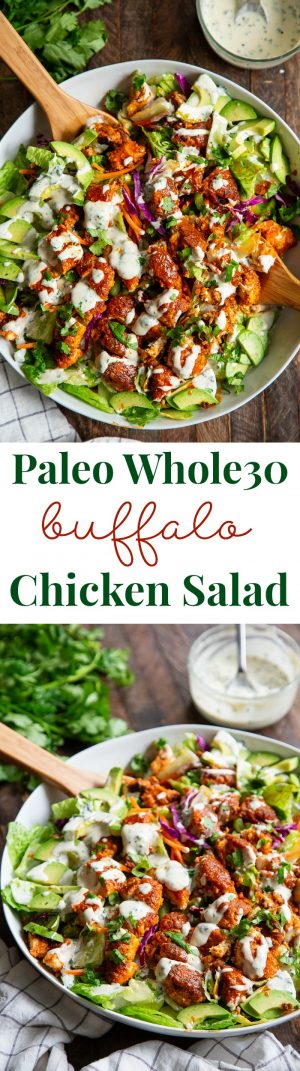 Crispy Buffalo Chicken Salad {Paleo, Whole30, Keto}
