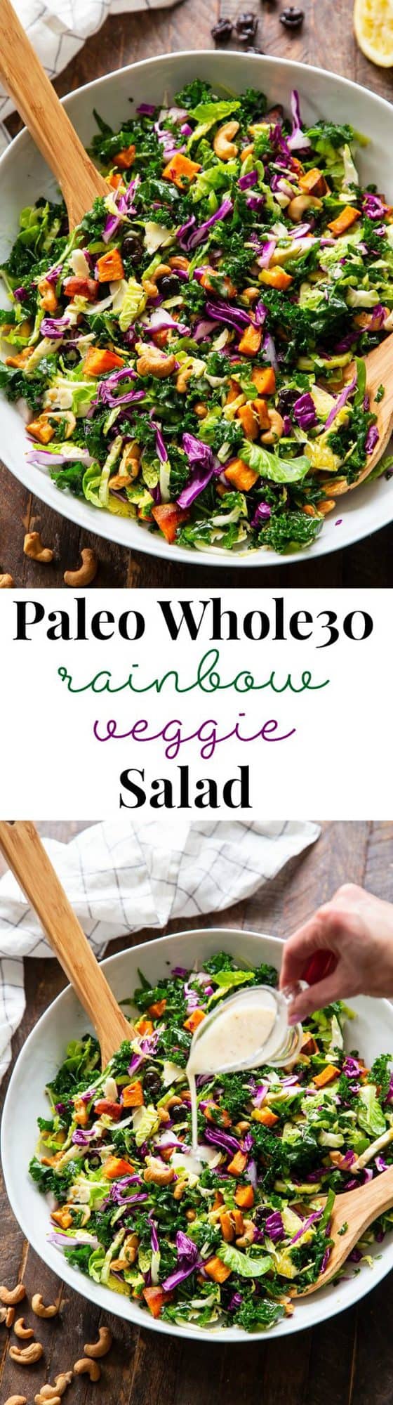 Rainbow Veggie Salad with Lemon Vinaigrette {Paleo, Whole30, Vegan}