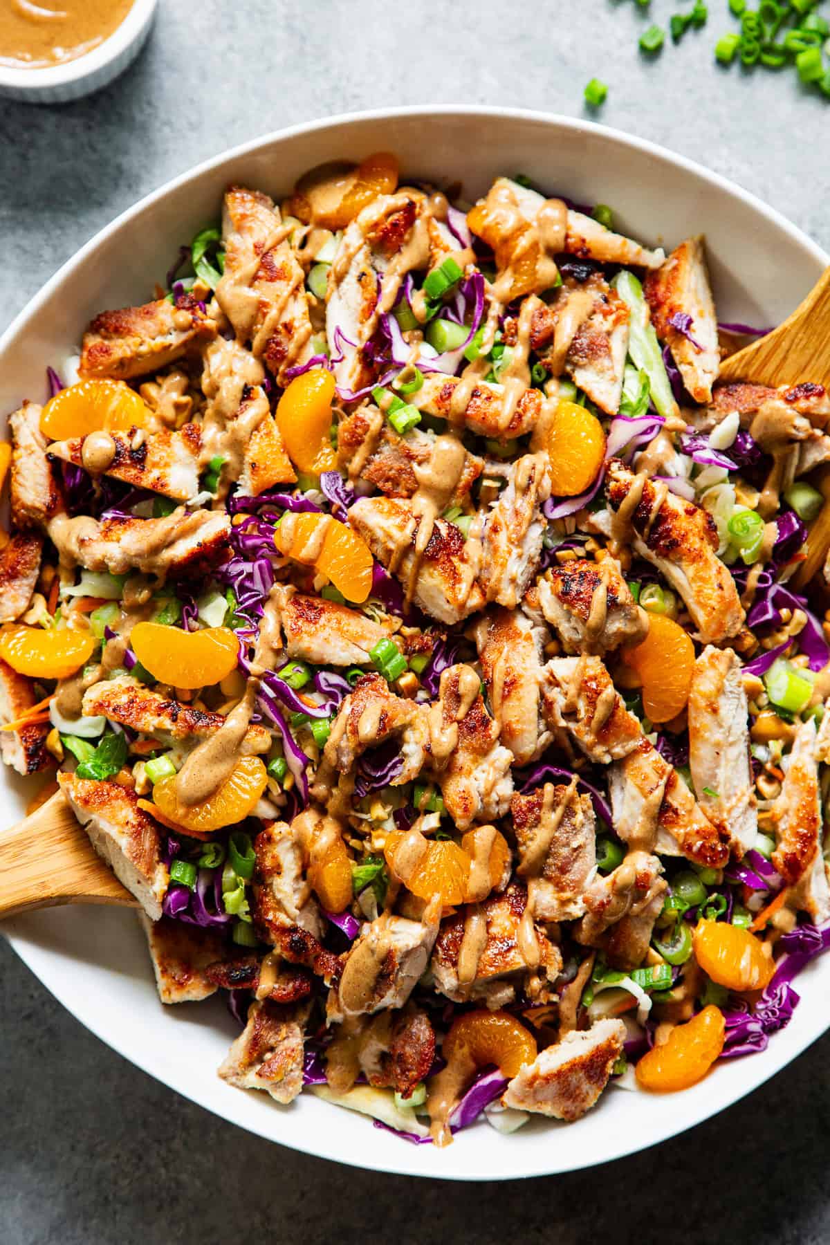 Chinese chicken salad with sesame almond dressing