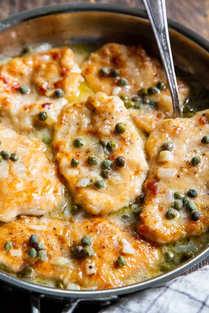 This savory lemon chicken piccata is made all in one skillet and couldn’t be easier!  Perfect for weeknights and the leftovers save well for lunch the next day.  It’s gluten free, paleo, low carb and keto.