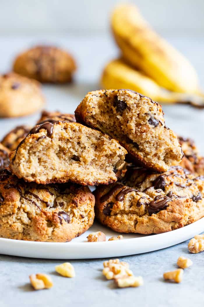 These easy chunky monkey scones are so ridiculously delicious that you won’t believe they’re grain free, dairy free and paleo!  The winning combination of bananas, nut butter, chopped nuts and chocolate is somehow even better in scone form!  Great for brunches, snacks and even dessert, the soft inside and crisp outside will quickly get you addicted!
