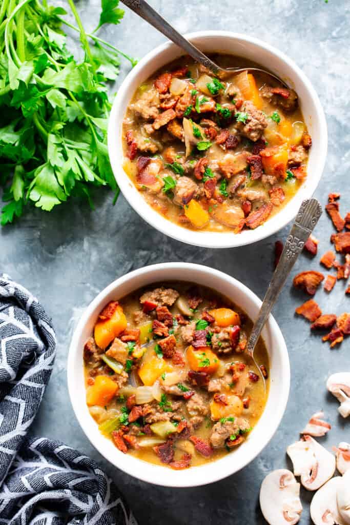 Bacon Cheeseburger Soup {Paleo, Whole30} The Paleo Running Momma