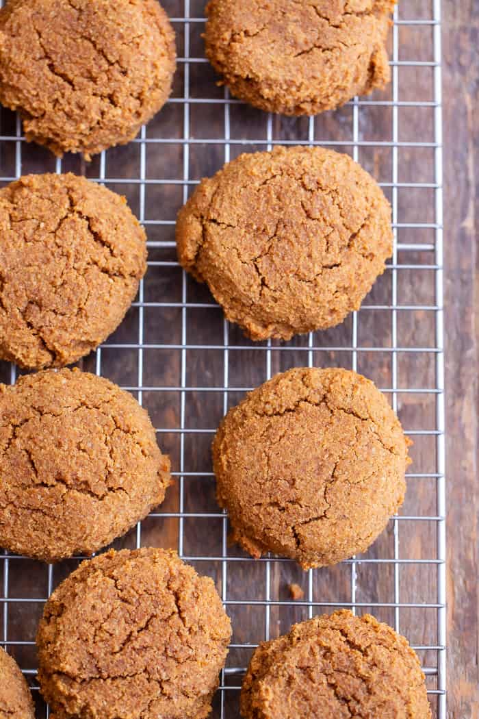 These soft pumpkin cookies are sweet and packed with warm spices and a sweet maple cream filling.  You can make them as sandwich cookies or simply spread them with the icing - it’s pumpkin spice heaven either way!  They're gluten free, dairy-free, refined-sugar free and paleo.