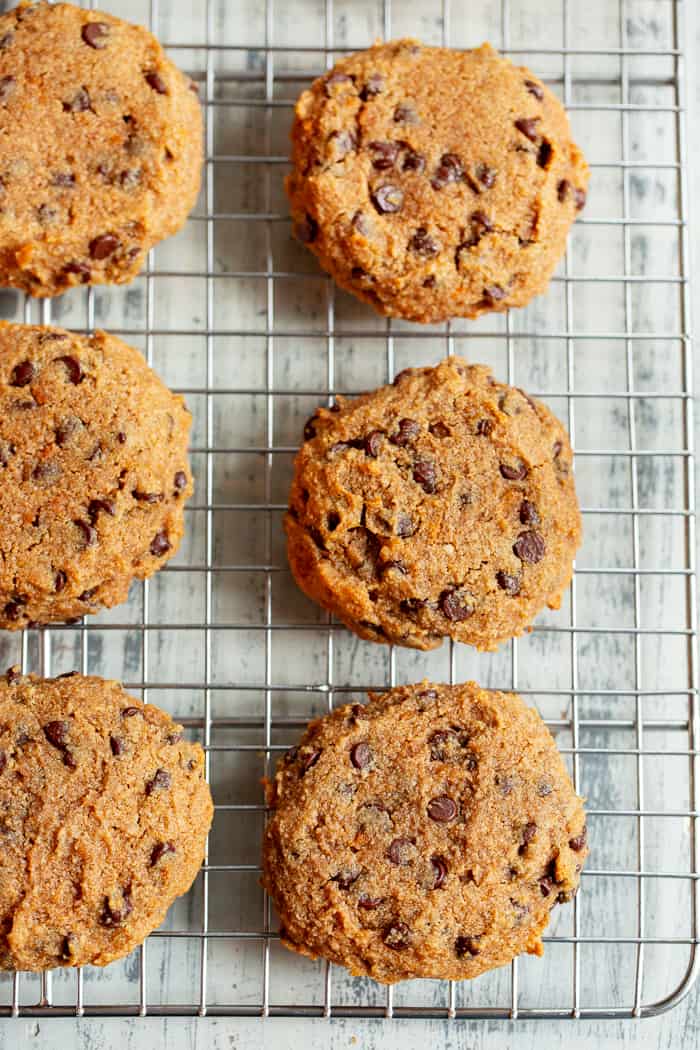 These super soft paleo chocolate chip cookies are made with good for you ingredients like sweet potatoes, almond flour, coconut sugar and coconut oil but they taste downright decadent!  They’re gluten-free, dairy-free, refined sugar free, and healthy enough for breakfast!