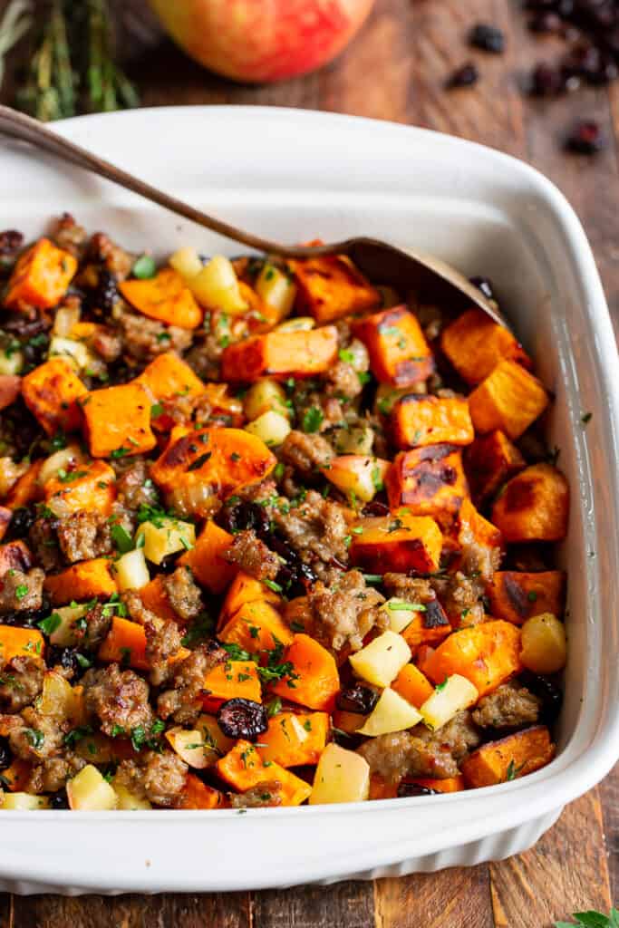 Sweet Potato Stuffing with Sausage {Paleo, Whole30}