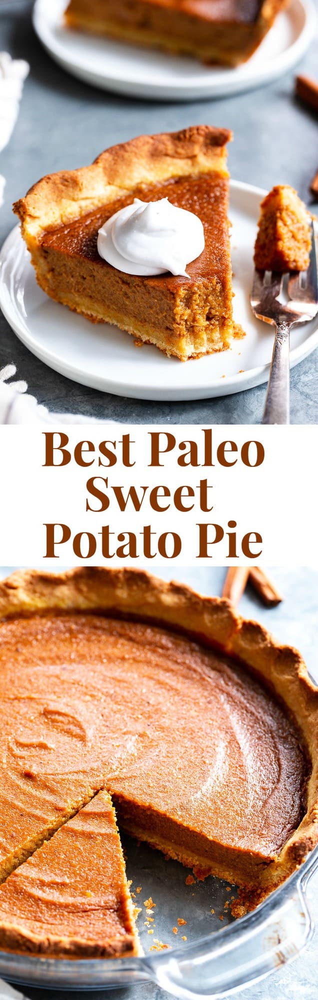 This Paleo Sweet Potato Pie is a total showstopper for the holidays! It has a grain free and paleo crust that tastes just like the real deal, and a creamy filling filled with sweet warm spices, you’ll be hooked with the first bite. Both the crust and filling use the new Paleo Baking Flour Blend from @KingArthurFlour that gives it that totally legit texture and flavor! Gluten-free, grain free, refined sugar free, dairy free option. #AD 