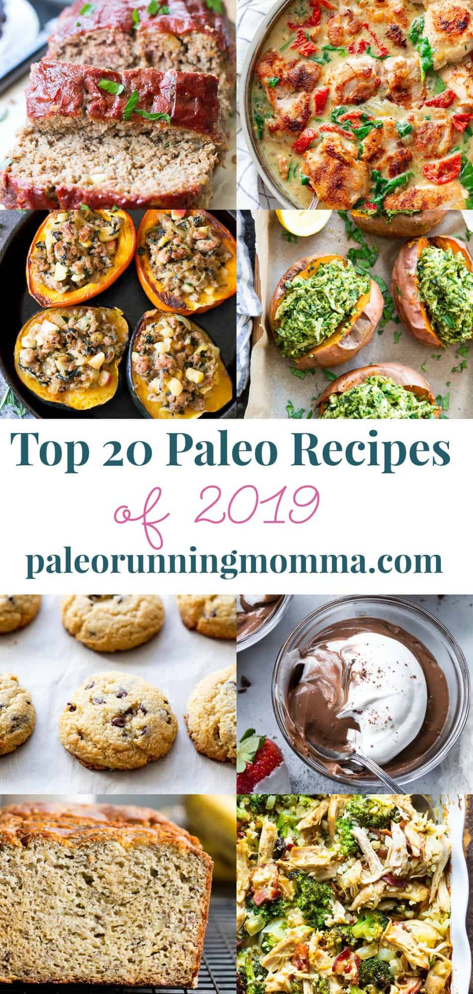 The top 20 paleo recipes from Paleo Running Momma of 2019. Everything from paleo and Whole30 breakfast recipes, make ahead lunches and easy, tasty clean eating paleo dinners that everyone will love! Plus delicious paleo baking and dessert recipes.