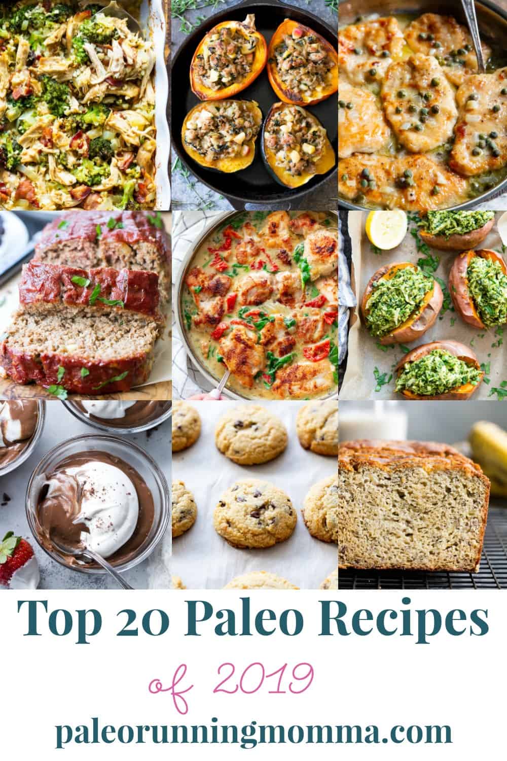 The top 20 paleo recipes from Paleo Running Momma of 2019. Everything from paleo and Whole30 breakfast recipes, make ahead lunches and easy, tasty clean eating paleo dinners that everyone will love! Plus delicious paleo baking and dessert recipes.