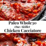 One Skillet Chicken Cacciatore {Paleo, Whole30}