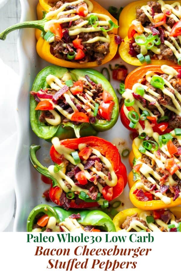 Bacon Cheeseburger fyllda paprika {Paleo, Whole30} / KGSAU