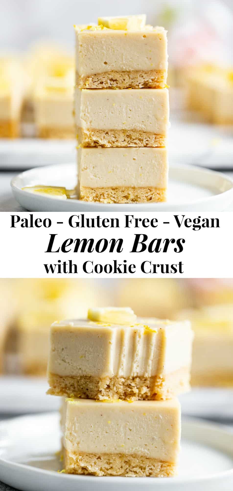 These tart, sweet, paleo lemon bars have a sugar cookie crust and creamy cashew based lemon layer. This healthy spring dessert is totally dairy free, paleo, egg free with a vegan option. Great easy dessert for holidays like Mother’s Day and Easter. I used affordable paleo baking ingredients from ALDI to make all the flavors shine. #paleo #cleaneating #vegan #AD 