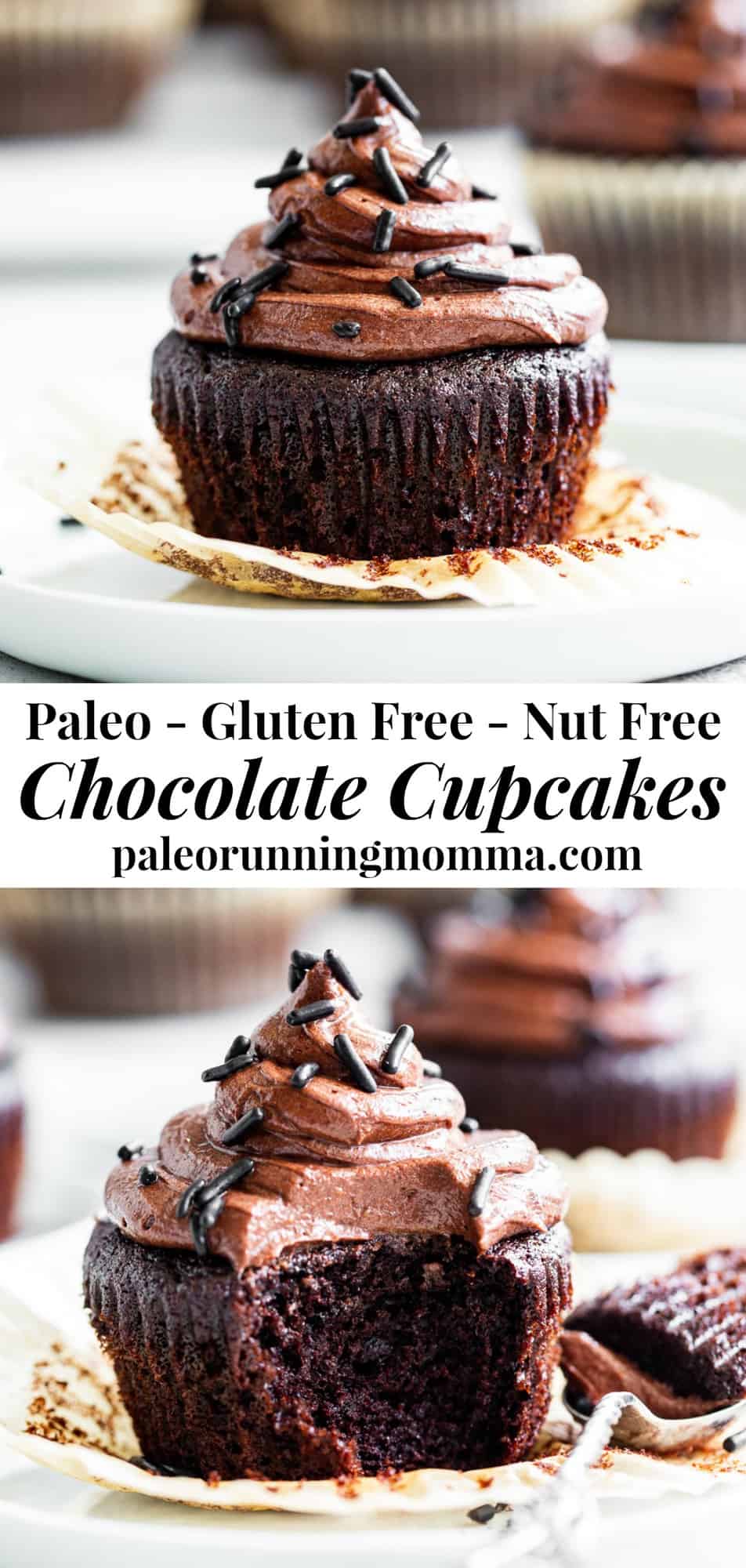 Paleo Chocolate Cupcakes with Chocolate Frosting {Nut Free}