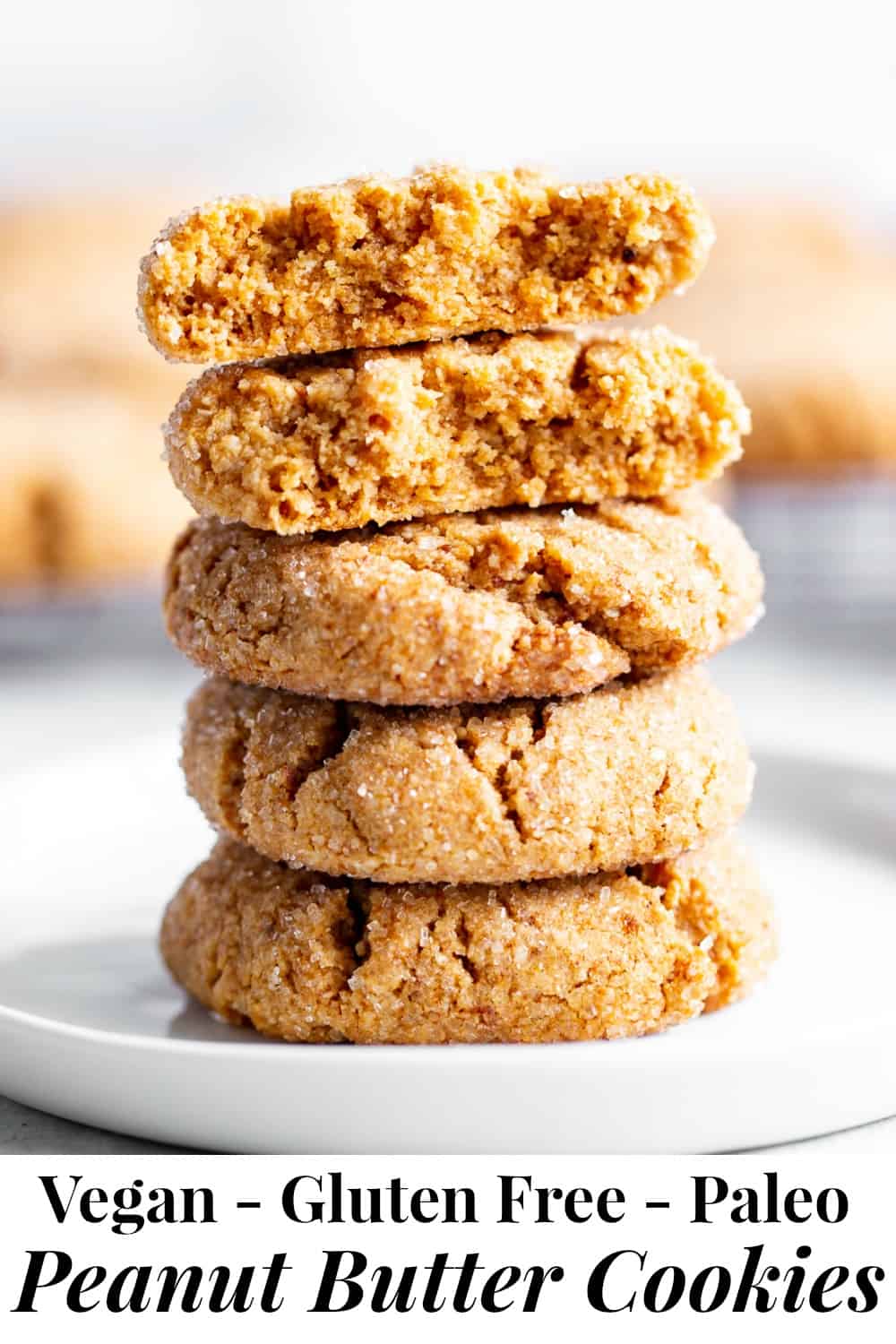 These one bowl peanut butter cookies are make with your favorite creamy nut butter and just a few simple, healthy ingredients!  They’re soft and a little crisp, egg free, vegan, and perfect for simple desserts and snacks, and to make with kids!  Use almond or cashew butter to keep them paleo or peanut butter if you prefer! #paleo #vegan #glutenfree