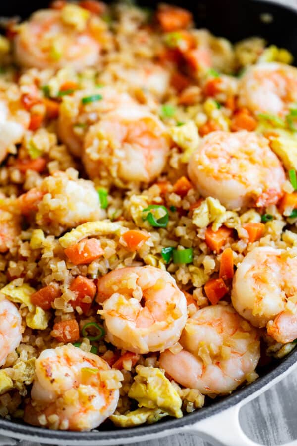 Shrimp Fried Cauliflower Rice Paleo, Whole30, Keto