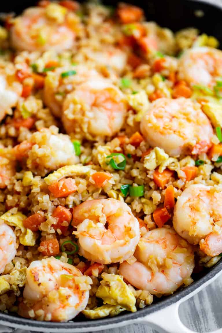Shrimp Fried Cauliflower Rice Paleo, Whole30, Keto