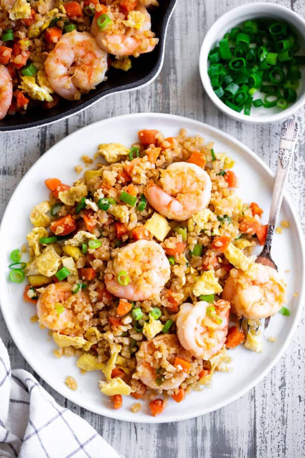 Shrimp Fried Cauliflower Rice {Paleo, Whole30, Keto}