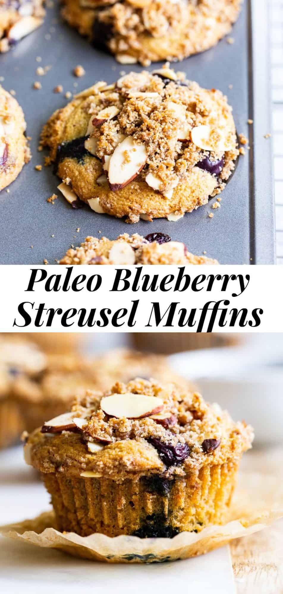 Paleo Blueberry Muffins with Almond Streusel {Gluten-Free, Dairy-Free}