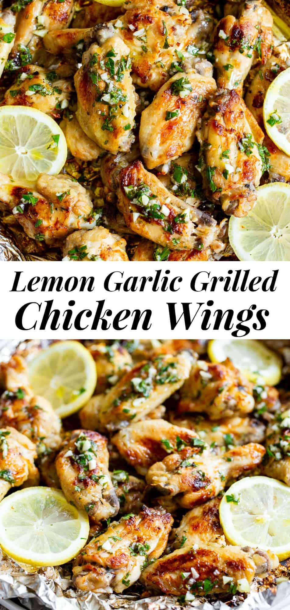 These delicious grilled chicken wings have an easy sauce with lots of bright lemon, savory garlic, and fresh herbs and go perfectly with all your favorite potato salads and summer sides! These flavor-packed wings are Whole30 compliant, paleo, keto, and dairy-free. Made on the grill with Reynolds Wrap Heavy Duty Aluminum Foil so you don’t have to worry about the foil breaking or tearing. #AD #keto #paleo #whole30 #cleaneating #ReynoldsPartner @ReynoldsBrands