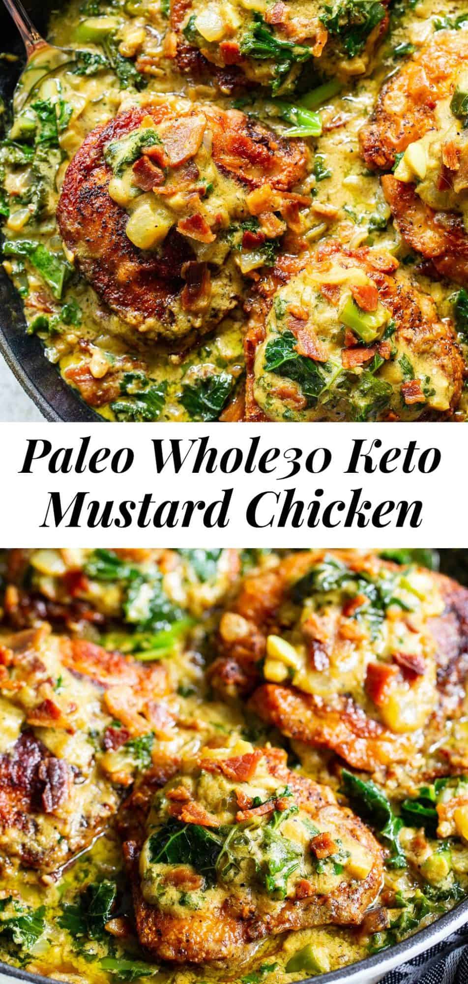 Creamy Mustard Chicken with Bacon and Kale {Paleo, Whole30}