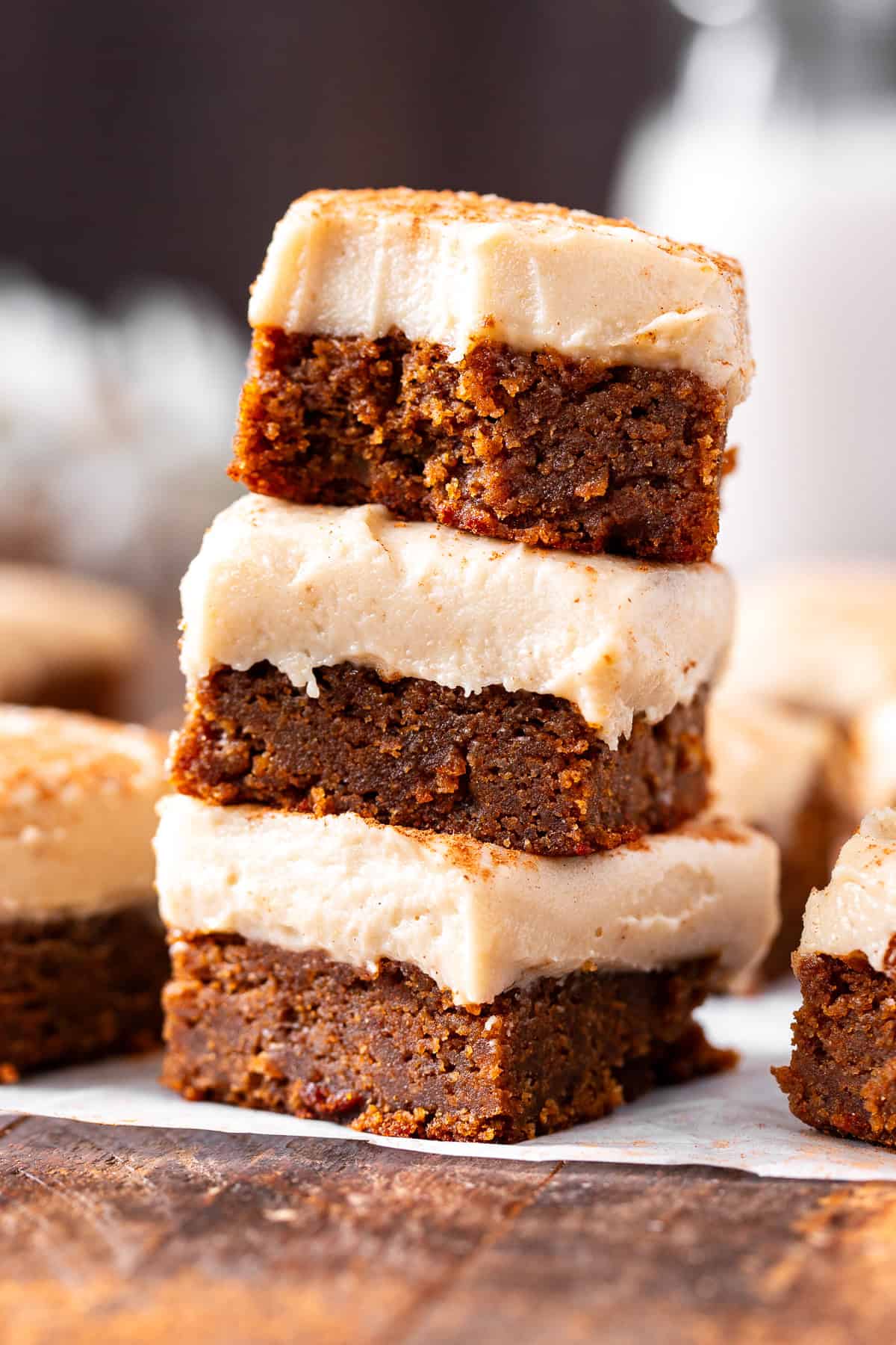 Paleo pumpkin bars with dairy-free cream cheese frosting