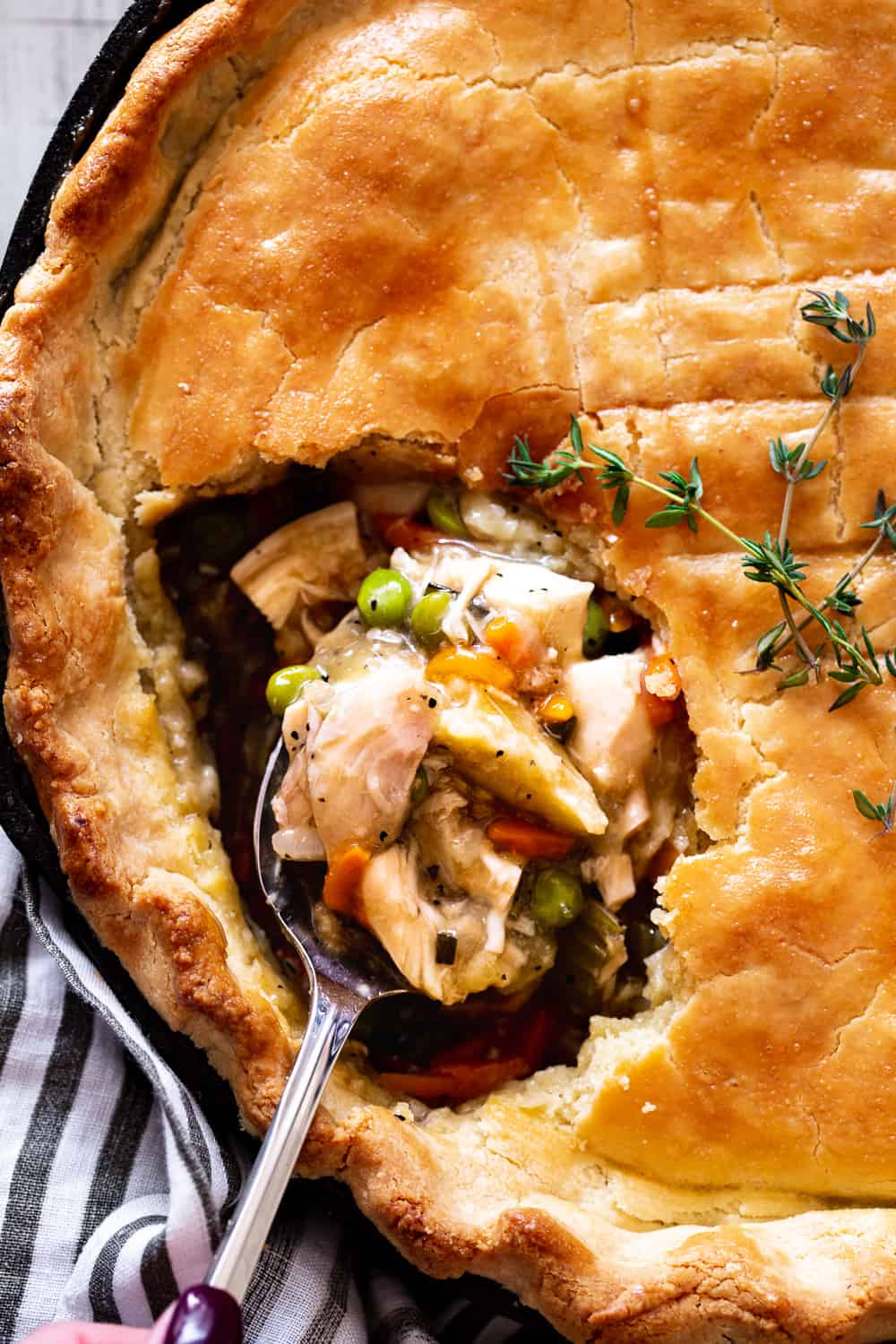 Cast Iron Chicken Pot Pie (Pie Crust Recipe)