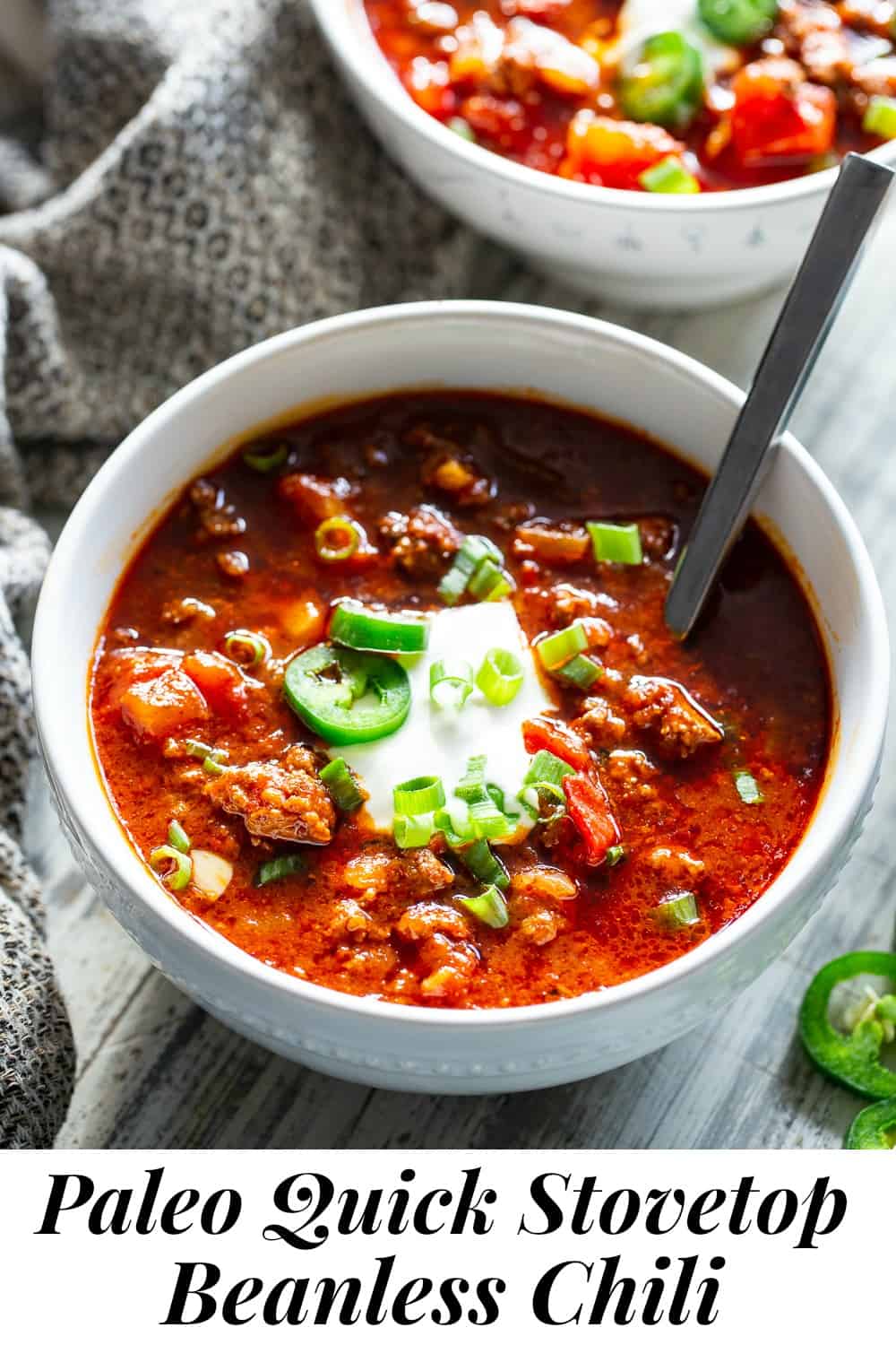 Quick Stovetop Beanless Chili {Paleo, Whole30, Keto}