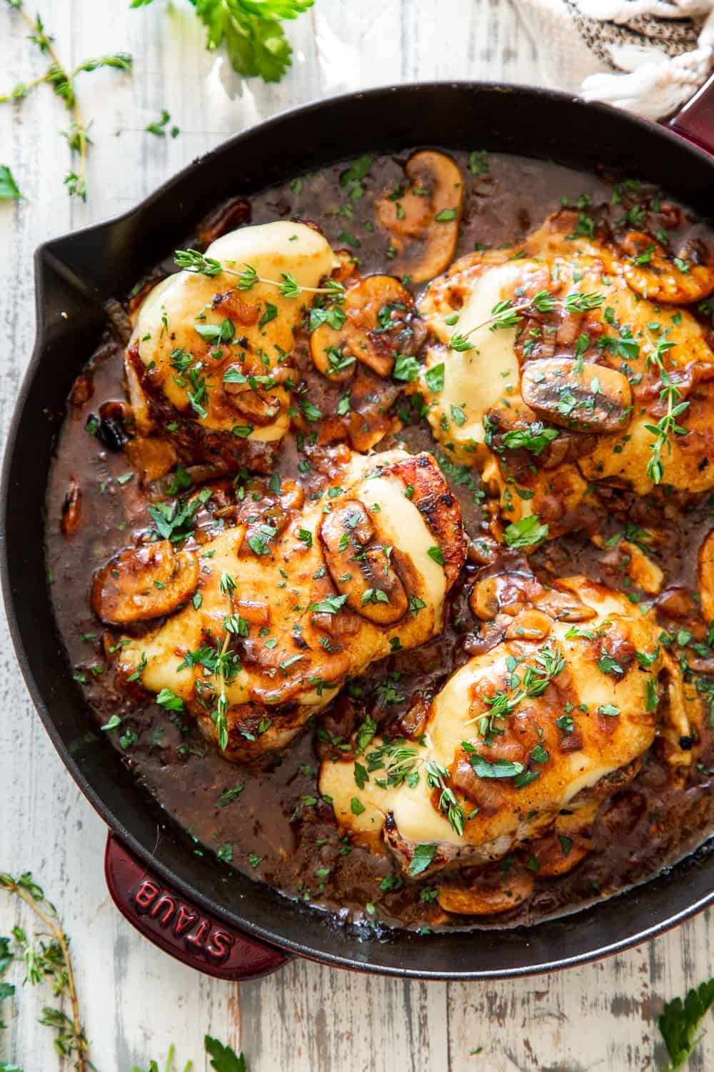 Paleo French Onion Smothered Pork Chops {Whole30, Keto}