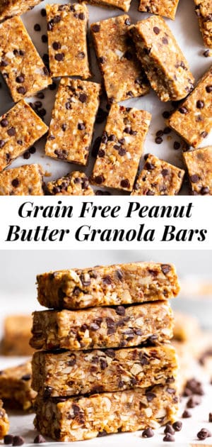 Grain Free Peanut Butter Granola Bars {Vegan, Paleo Option}