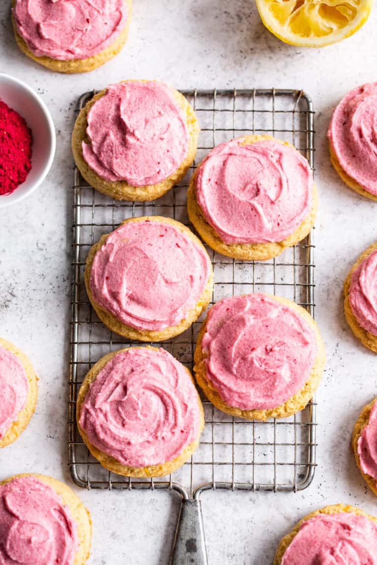 Lemon Sugar Cookies with Raspberry Frosting {Paleo}