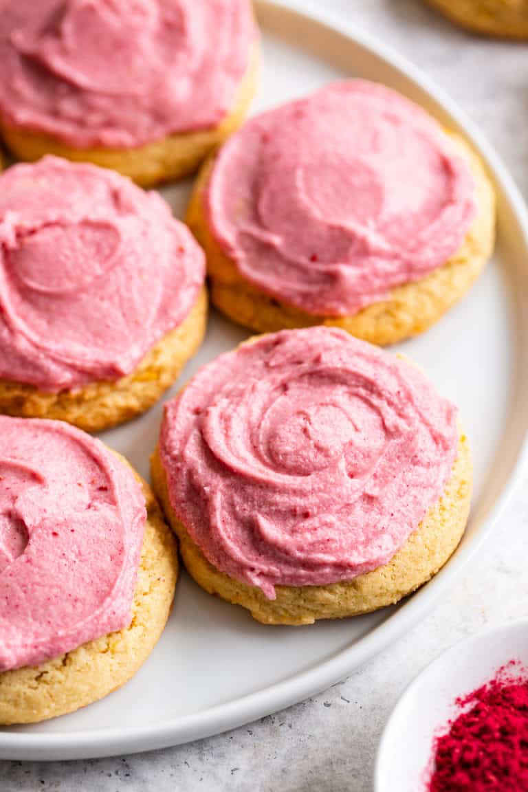 Lemon Sugar Cookies with Raspberry Frosting {Paleo}