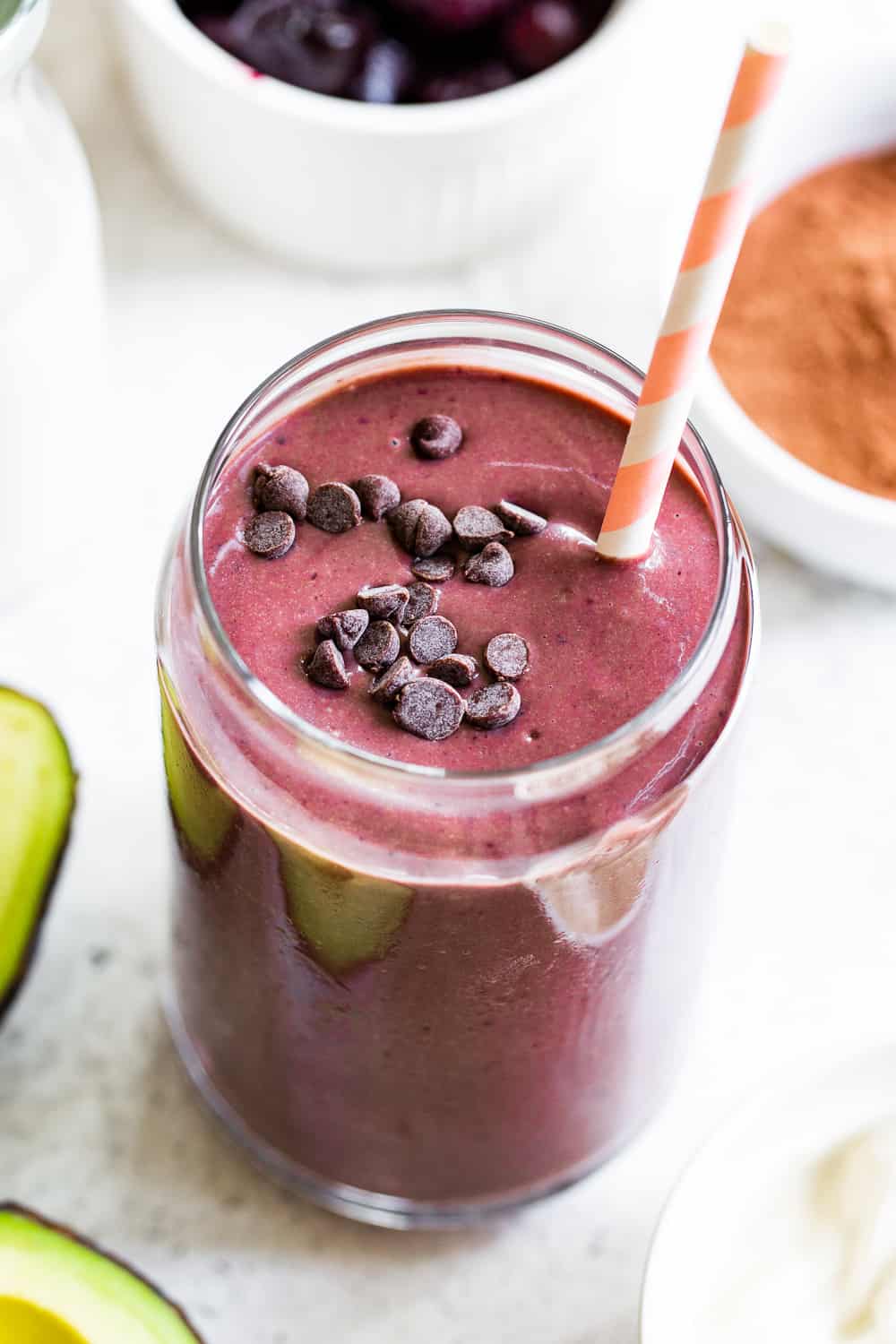 This simple paleo smoothie has become such a favorite that I make it every morning! Just the right amount of sweetness, with healthy fats, carbs, creamy texture and added protein. Enjoy it daily for breakfast or as an afternoon pick me up or even a dessert! #paleo #vegan #smoothie #cleaneating 