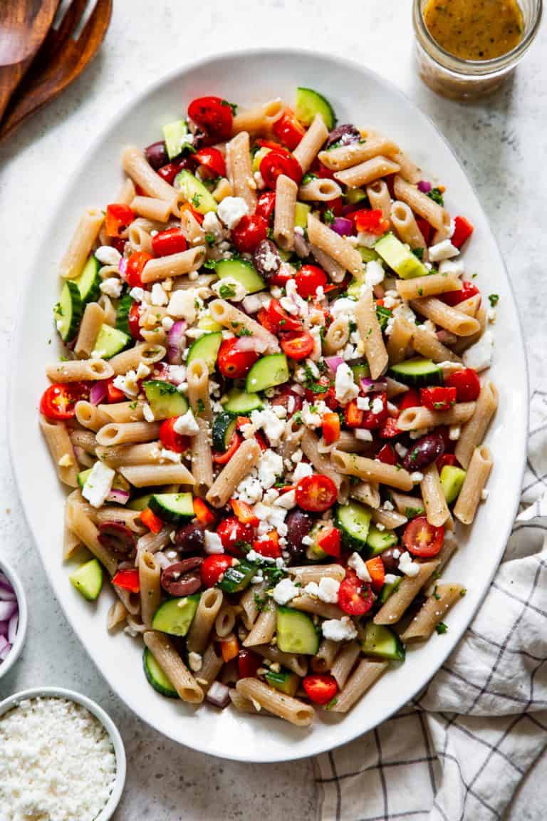 Greek Pasta Salad {Paleo, Vegan} - The Paleo Running Momma