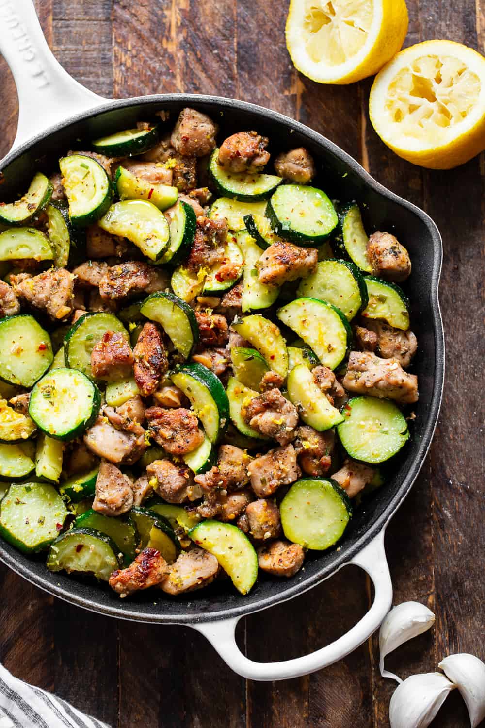 Lemon Garlic Chicken Zucchini Skillet {Paleo, Keto, Whole30} image