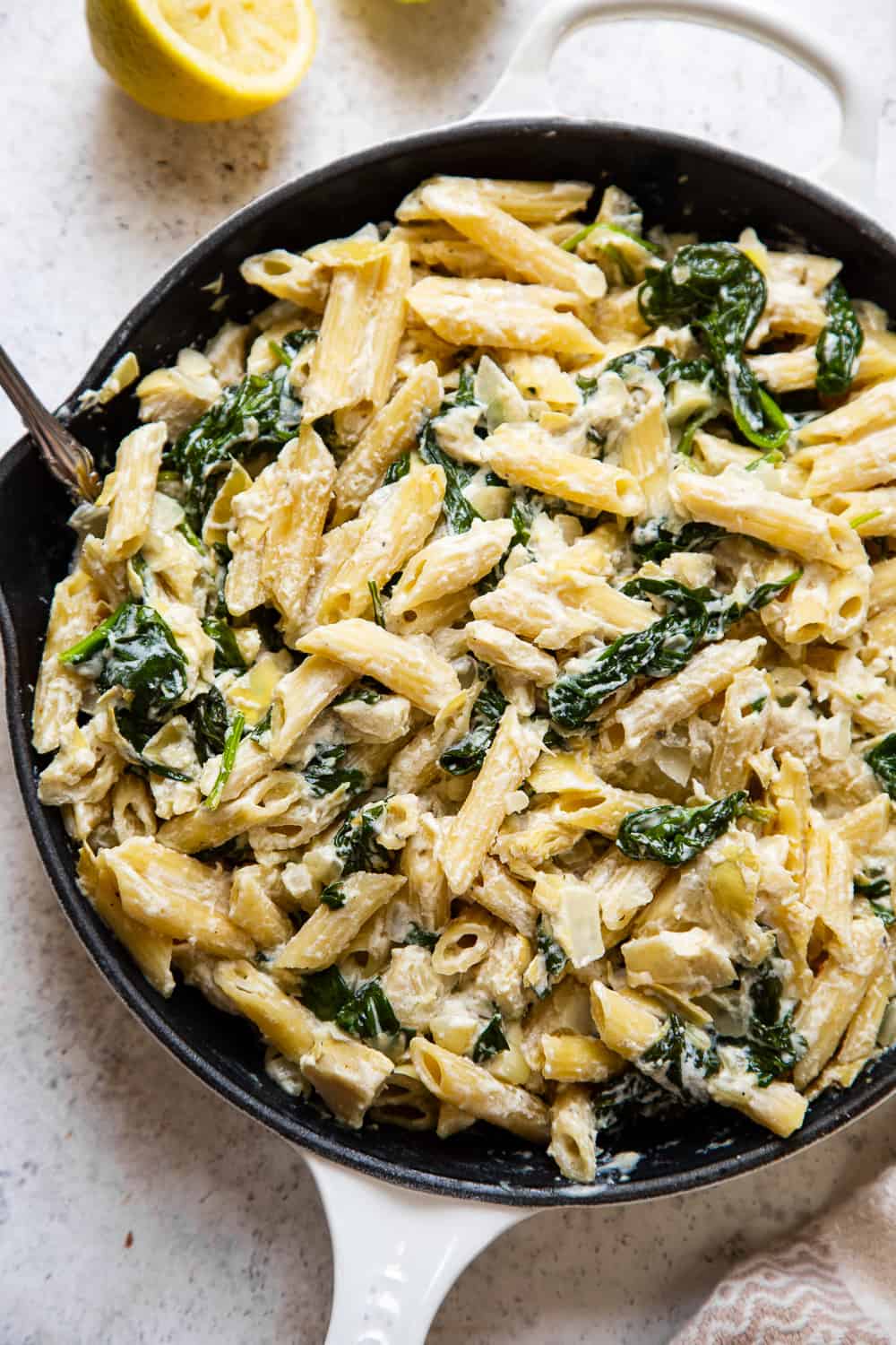 Creamy Spinach Artichoke Pasta {Paleo, Vegan}