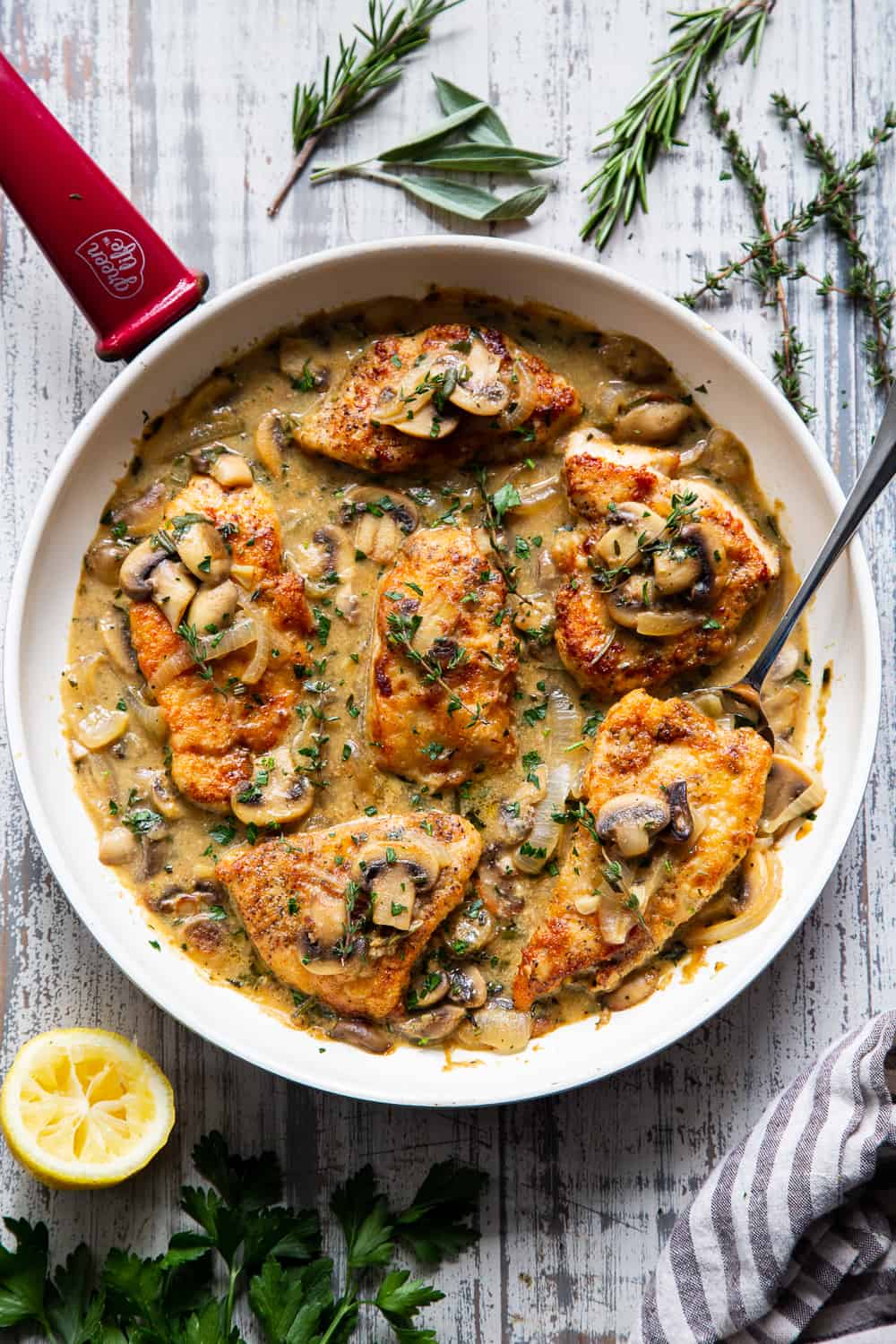 Smothered Chicken with Gravy and Herbs {Paleo, Whole30} 