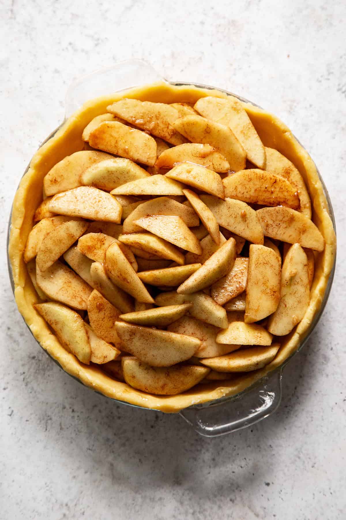 paleo apple pie filling and bottom crust before baking