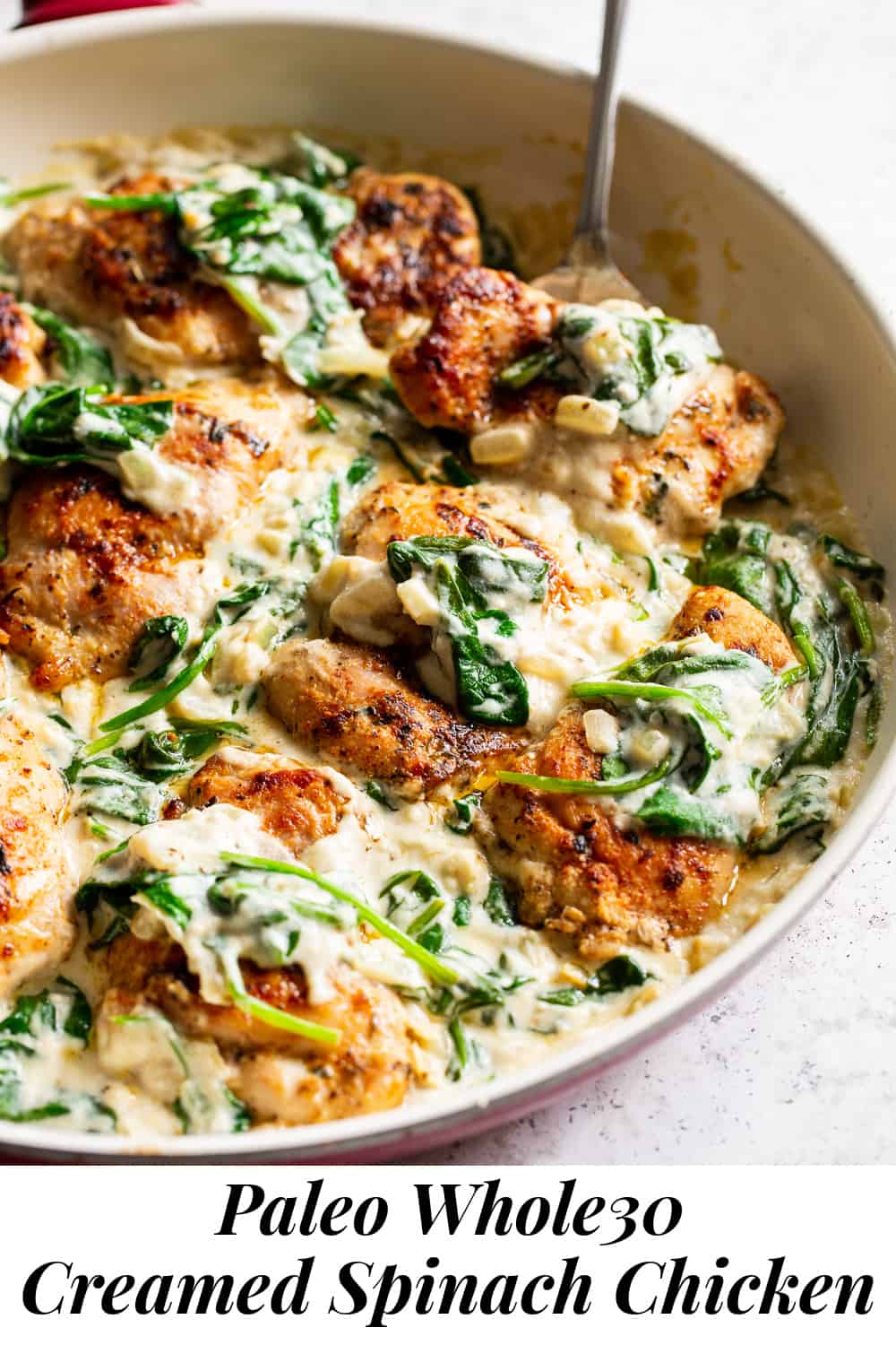 One Skillet Creamed Spinach Chicken Whole30, Keto