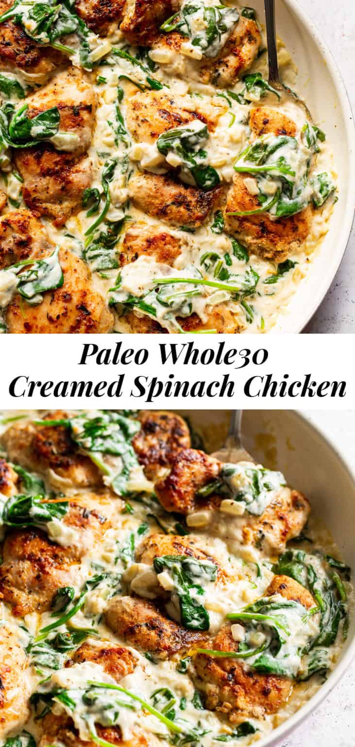 One Skillet Creamed Spinach Chicken Whole30, Keto