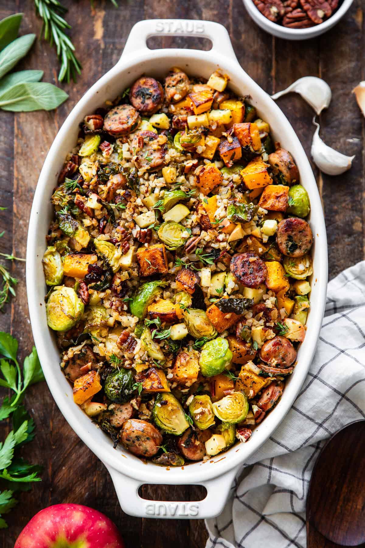 Gluten free harvest casserole for a healthy Thanksgiving side dish