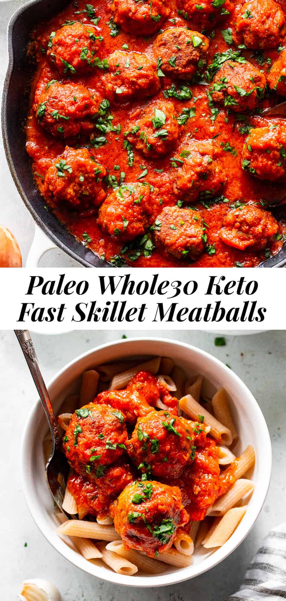 Quick Skillet Meatballs in Sauce {Paleo, Whole30}