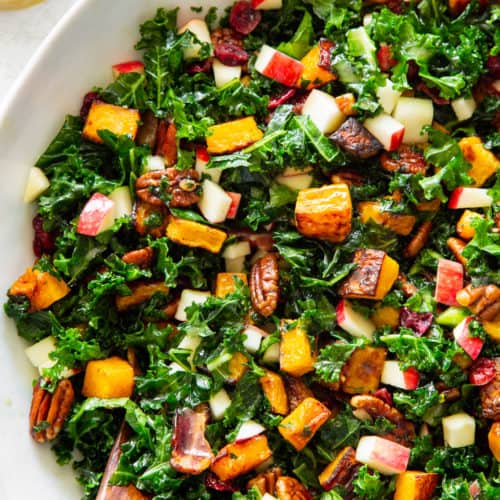 Kale Salad with Roasted Butternut and Maple Cider Vinaigrette