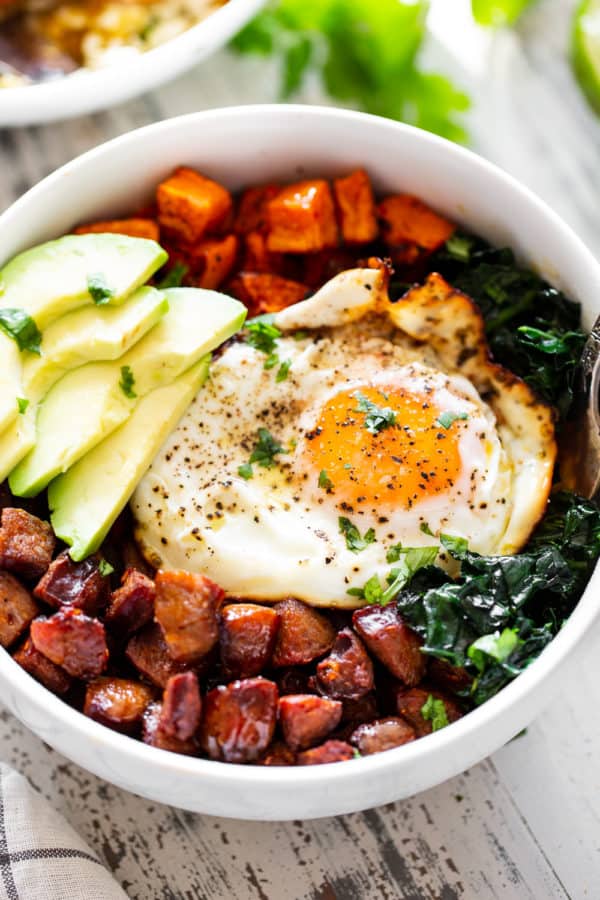 Chorizo and Sweet Potato Breakfast Bowls 